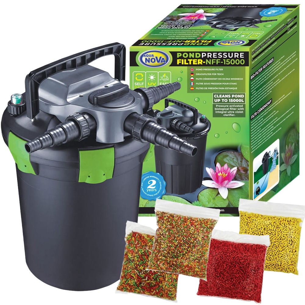 Aqua Nova Filtr Ciśnieniowy Samoczyszczący NFF-15000 UV 36W do Oczka+gratisy